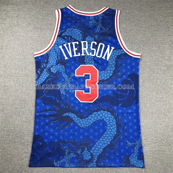 Maillot Philadelphia 76ers Allen Iverson NO 3 Asian Heritage Throwback 1996-97 Bleu